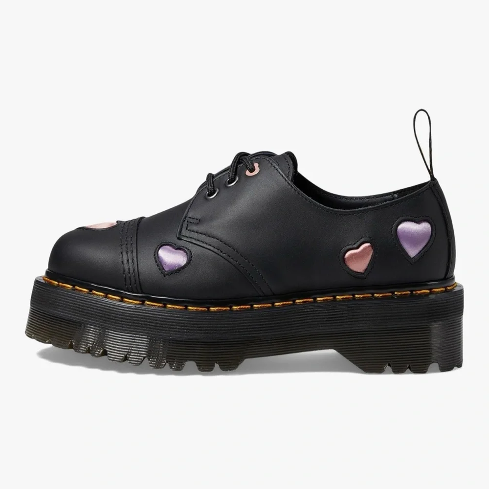 Dr. Martens Womens 1461 Quad Heart Leather Platform Shoe BNIB - Picture 5 of 7